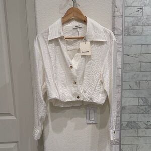 Sandro Cream Button-Down Women's Shirt